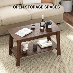 Coffee table with two levels of storage space, modern industrial farmhouse living room coffee table, easy to assemble - 1 of 4