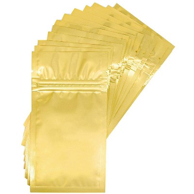 Juvale 100 Pieces Resealable Smell Proof Bags Foil Pouch Bags, Flat Reclosable Bags for Daily Life or Party Supplies, Gold 3" x 4"