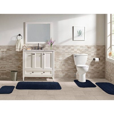 Navy Plush Polypropylene 4-Piece Bath Rug Set