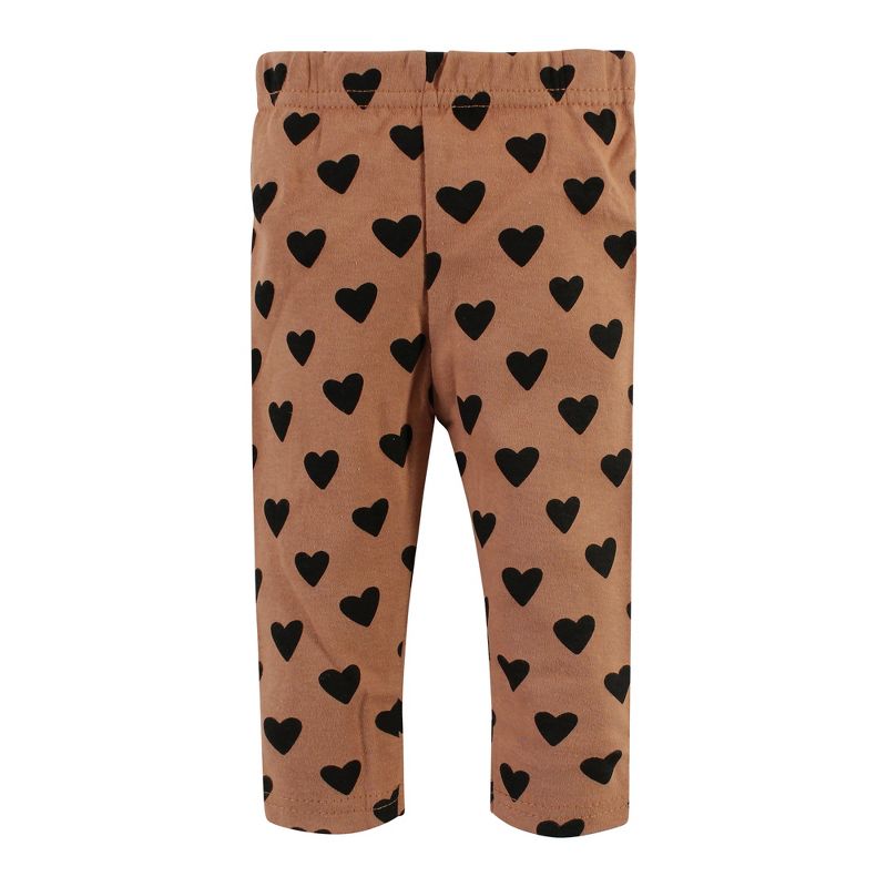 Hudson Baby Infant Girl Cotton Bodysuit, Pant and Shoe Set, Cinnamon Hearts Short Sleeve, 5 of 6