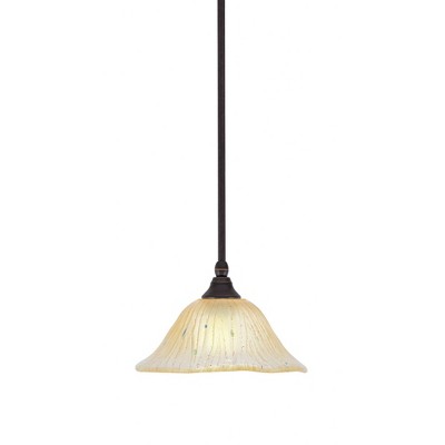 Toltec Lighting Any 1 - Light Pendant in  Dark Granite with 10" Amber Crystal Shade