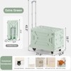 VECELO 64/92 Qt Foldable Utility Cart Rolling Crate With Seat & Heavy Duty Collapsible Basket Modern Rolling Carts with Lid & Wheels, Black/White/Green - 3 of 4
