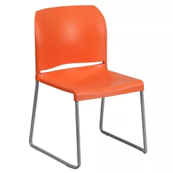 Flash Furniture HERCULES Series 5 Pack 880 lb Capacity Orange Ultra-Compact Stack Chair with Black Powder Coated Frame 