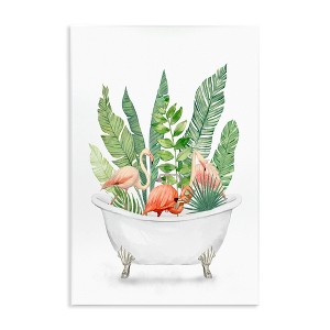 Stupell Industries Tropical Flamingoes Bathtub Plants, 13" x 19" - 1 of 4