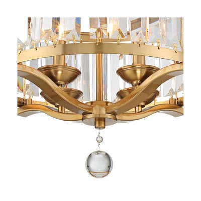 Elegant Brass and Crystal 19.5" Drum Ceiling Light