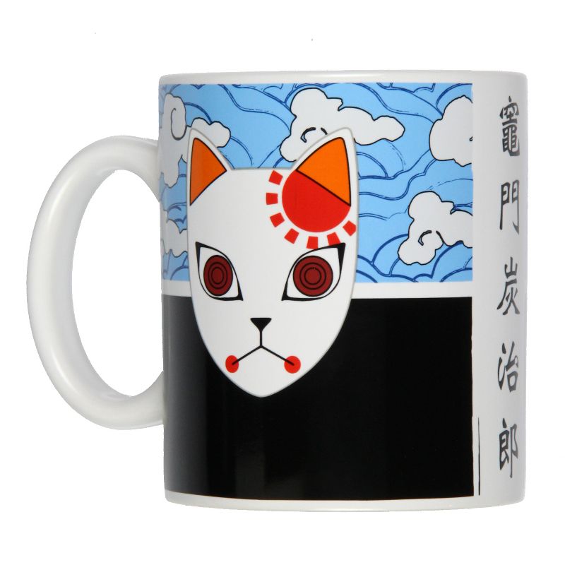 Demon Slayer Manga Anime Kitsune Fox Mask 16 OZ. Ceramic Coffee Mug Tea Cup White, 1 of 6