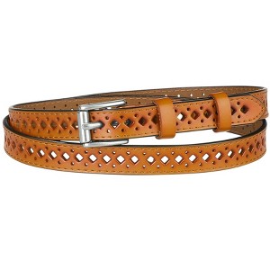 INSPIRE CHIC Women's Skinny Faux Leather Hollow-out Thin Waist Belts 0.7 inches Width - 1 of 4