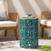 CAVINAS Modern Iron Patio Side Table with Sunburst Cut-out Pattern, Vintage Crackle Outdoor End Table, Hexagon Outdoor Accent Tables - 2 of 4