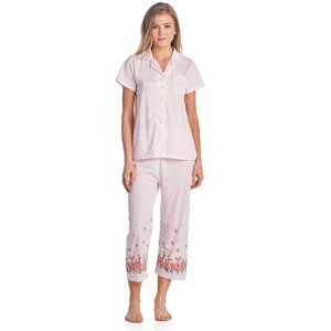 Casual Nights Women's Short Sleeve Floral Capri Pajama Set - 1 of 4