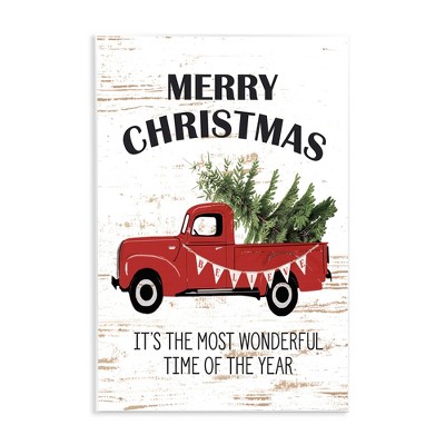 Stupell Industries Christmas Most Wonderful Time Vintage Truck, 13" x 19"