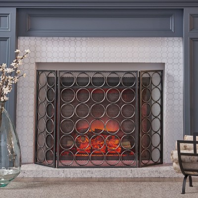 Dorothy Modern Single PanelIron Fire Screen Safety Screen Decorative Scroll Spark Guard Cover-Christopher Knight Home