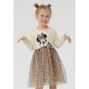 Disney Stitch Toddler Dress Ruffle Long-Sleeve Mesh Overlay Tulle Dress - 1 of 4
