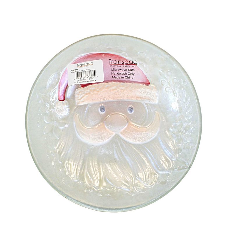 12.0 Inch Santa Glass Plate Christmas Claus Serving Platters, 3 of 4