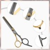 Unique Bargains  Tooth Style Hair Cutting Scissors Black Gold Tone 1 Pc - 3 of 4