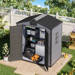 EROMMY 6 X 4 FT Outdoor Storage Shed, Weather-Resistant Shed With