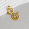 Retro Circle Drop Earrings for Women Gold Stainless Steel Chunky Hoop Round Studs Ginger Lyne - 2 of 4