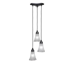 Toltec Lighting Europa 3 - Light Pendant in  Matte Black with 5.5" Fluted Frosted Crystal Shade - 1 of 1
