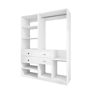 Keloyid 55.12 in. W White Tower System Modular 8 -Shelf Wood Closet System with 4 Drawers - 1 of 4