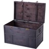 Vintiquewise Antique Style Large Dark Wooden Storage Trunk with Lockable Latch - 3 of 4