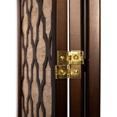 Espresso Brown 3-Panel Rattan Cane Folding Room Divider