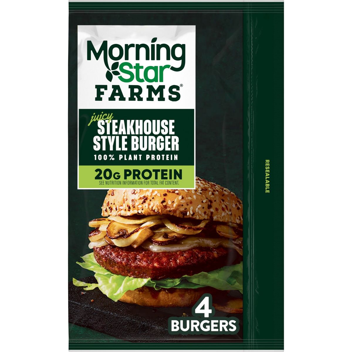 MorningStar Farms Frozen Plant-Based Veggie Burgers Steakhouse Style - 16oz/4ct