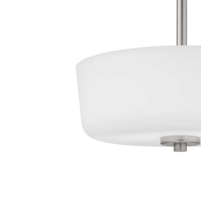 Tobin Matte Black and Etched White Glass 2-Light Semi-Flush Ceiling Fixture