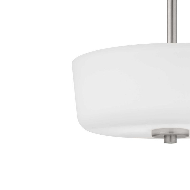 Progress Lighting Tobin Collection 2-Light Semi-Flush Convertible Ceiling Light, Brushed Nickel, Etched White Glass Shade, 3 of 6