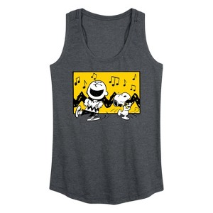 Women's - Peanuts - Charlie And Snoopy Dance Time Graphic Racerback Tank - 1 of 4