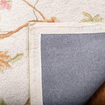 Ivory Floral Hand-Knotted Wool Area Rug 2'6" x 4'