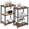 VECELO 3-Tier Industrial Versatile Side Nightstands Sofa Table with Large Storage for Living Room, Space Saving, End Table, Brown/Gray - 3 of 4