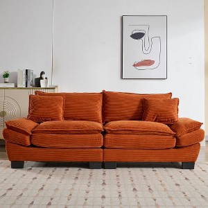 CAVINAS Loveseat Sofa with 2 Supportive Pillows, 23 Inch Corduroy Sofa, Comfy Upholstered Seat Sofa Couch for Bedroom, Living Room, Apartment - 1 of 4