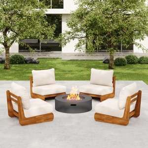 Christopher Knight Home Ansonia Mid-Century Modern Outdoor Acacia Wood Club Chair with Water-Resistant Cushion - 1 of 4