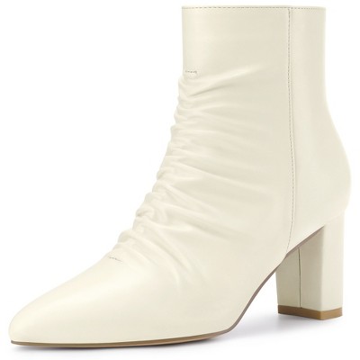 Perphy Women's Pointed Toe Slouched Chunky Heels Ankle Boots