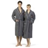 Linum Home Textiles Hotel Collection 100% Turkish Cotton Unisex Waffle Terry Embroidered Bathrobe with Satin Piped Trim - Pumpkin Head - 2 of 3