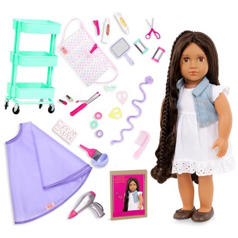 Our Generation Perla 18 Hair Grow Doll Salon Day Bundle Target
