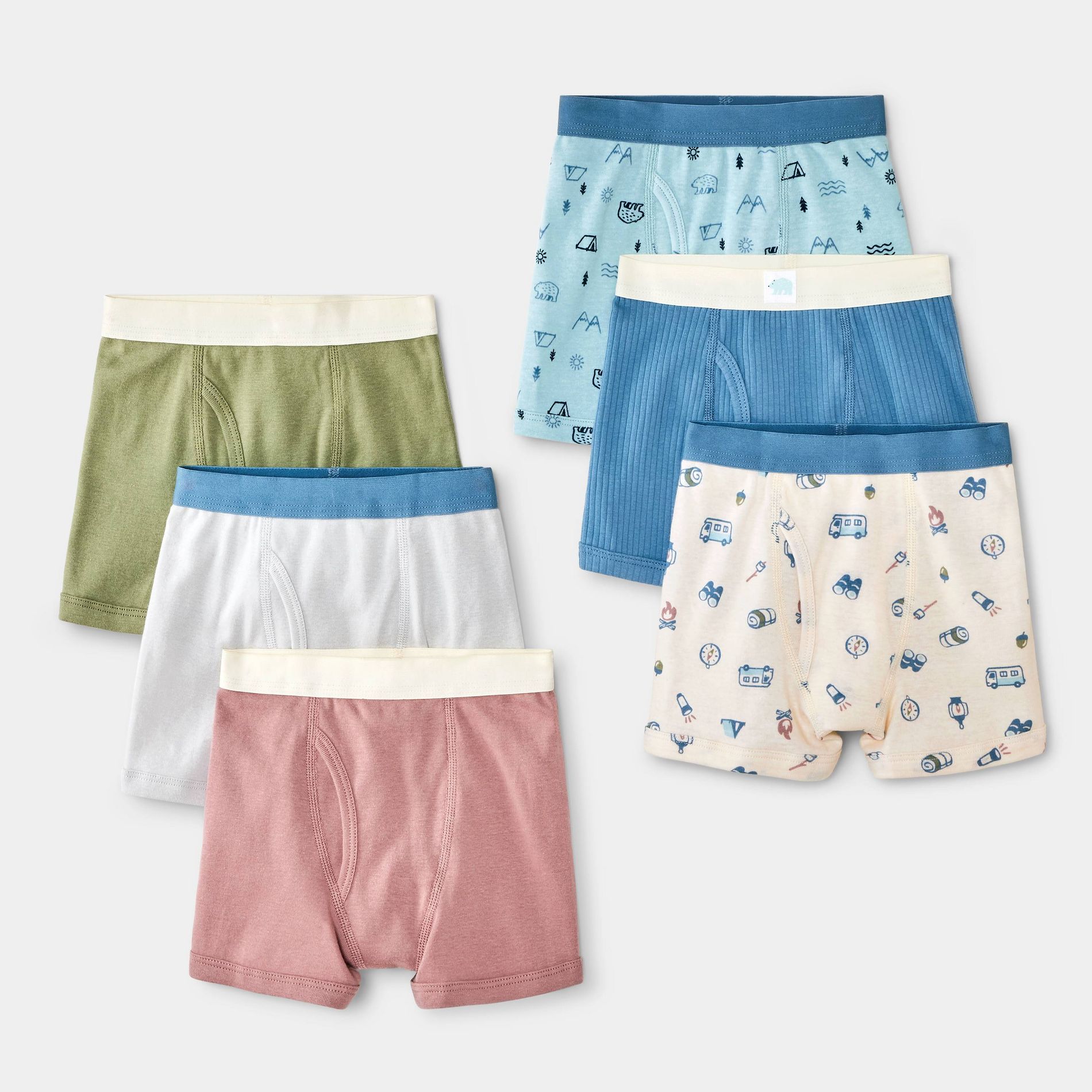 Toddler Boys' 6pk Camping Boxer Briefs - Cat & Jack™ Cream
