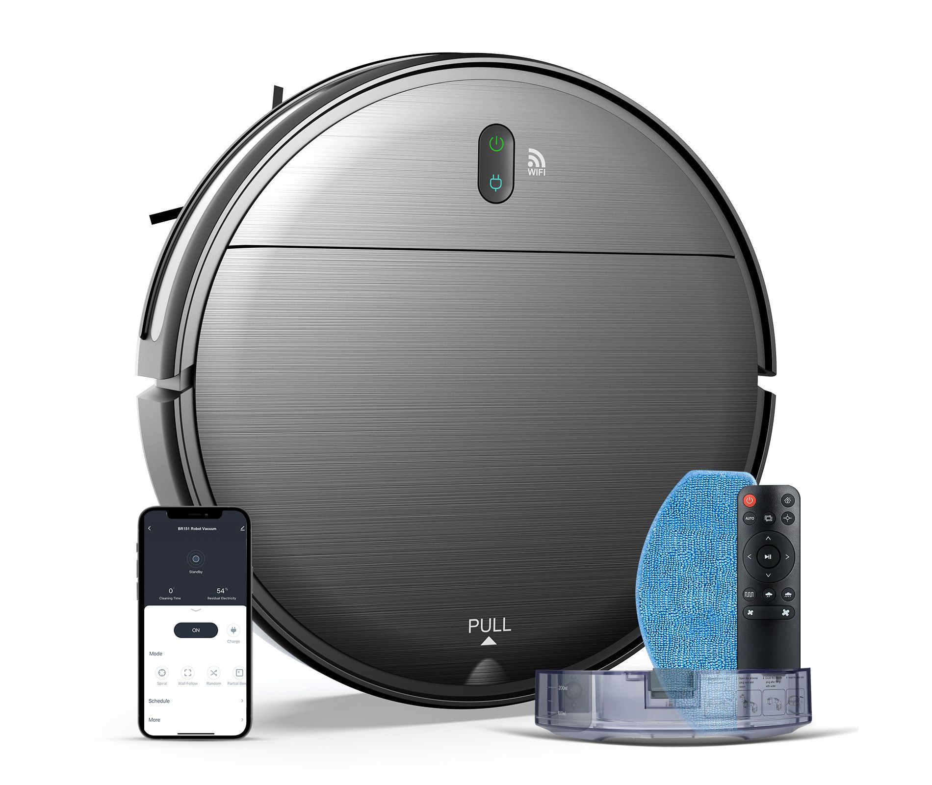 MAMNV Robot Vacuum and Mop Combo, WiFi/App, Robotic Vacuum Cleaner 2 in 1 Mopping Robot Vacuum, Self-Charging for Hard Floor, Pet Hair, Carpet,Black