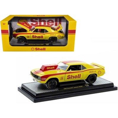 1969 Chevrolet Camaro SS/RS "Shell Oil" Yellow with Red Stripes Limited Edition 1/24 Diecast Model Car by M2 Machines