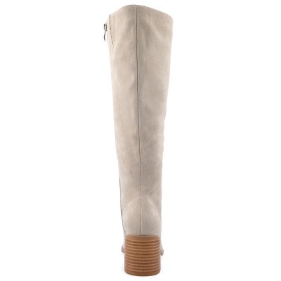 Stone Faux Suede Knee-High Block Heel Boots, Size 5.5