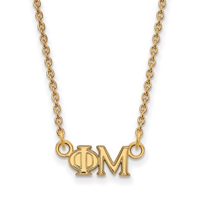 Black Bow Jewelry 14k Yellow Gold Plated Sterling Silver Phi Mu Greek Life Necklace 18 Inch