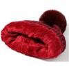 Women's Solid Color 100% Acrylic Cable Knit Hat with pom And Fleece Lining - 3 of 4