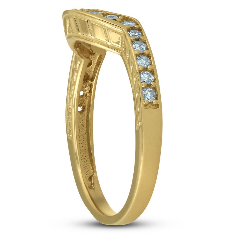 Pompeii3 1/5 Ct Diamond Curved Wedding Engagement Ring Enhancer Band 14k Yellow Gold, 3 of 5