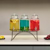 Basicwise 3-Piece Glass Drink Dispenser Set with Metal Stand and Stainless Steel Spigot - Beverage Dispensers for Lemonade, Juice, Water, and Punch - 2 of 4