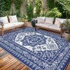 Waterproof Outdoor Rug Reversible Plastic Straw Mat, Vintage Medallion Patio Carpet for RV, Deck, Beach, Camping - 2 of 4