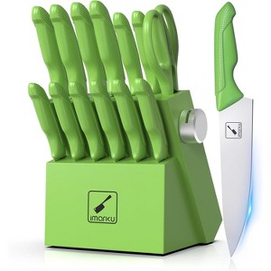 imarku Knife Set, Sharp Knife Set with Built-in Sharpener, Stainless Steel Kitchen Knife Set with Non-Slip Ergonomic Handle, 14 PCS, Green - 1 of 4