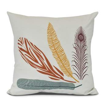 16"x16" Feather Study Floral Printed Square Throw Pillow - e by design