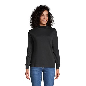 Lands' End Women's Long Sleeve Supima Mock Turtleneck - 1 of 2