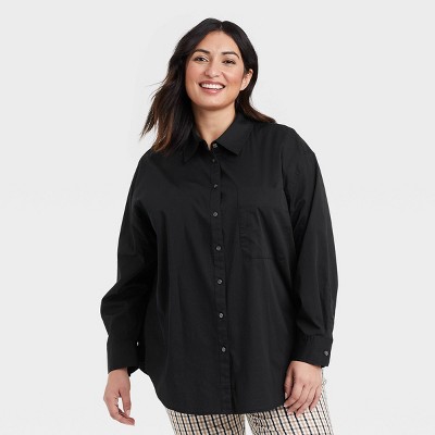 Women's Long Sleeve Oversized Button-down Boyfriend Shirt - A New Day ...