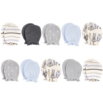 Image of Hudson Baby Infant Boy Cotton Scratch Mittens, Royal Safari, 0-6 Months