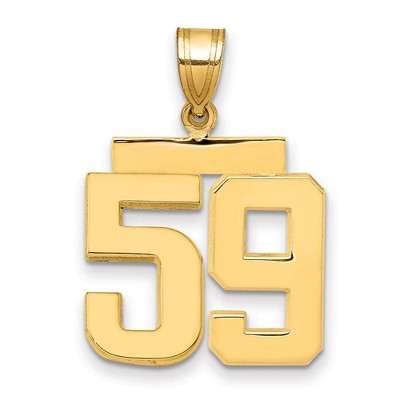 Black Bow Jewelry 14k Yellow Gold, Athletic Collection Medium Polished Number 59 Pendant
